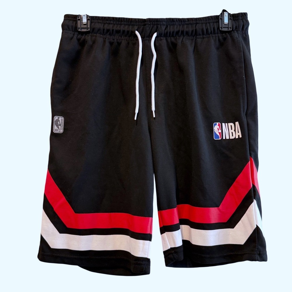 NBA Mens Basketball Shorts Black Red White Colorblock Size Large Athletic Gym